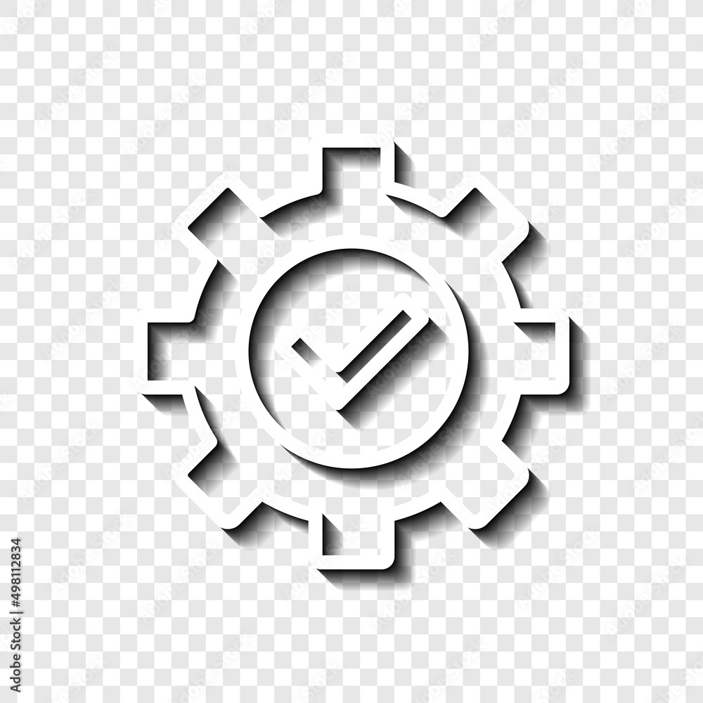 Poster Gear simple icon, vector. Flat desing. White with shadow on transparent grid.ai