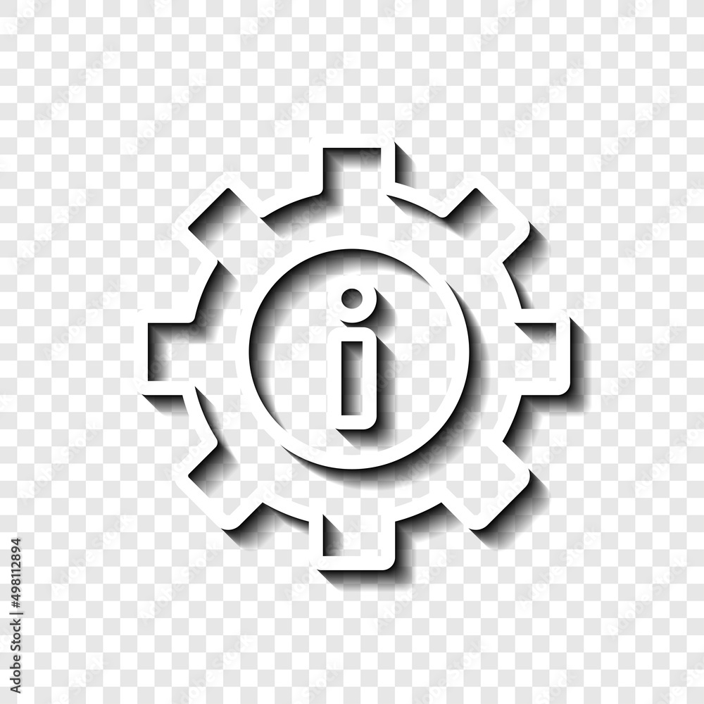 Poster Gear vector, simple icon. Flat desing. White with shadow on transparent grid.ai