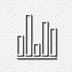 Obraz premium Graph, diagram simple icon. Flat desing. White with shadow on transparent grid.ai