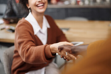 young business people shaking hands. close up.