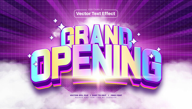 3D Colorful Grand Opening Text Effect