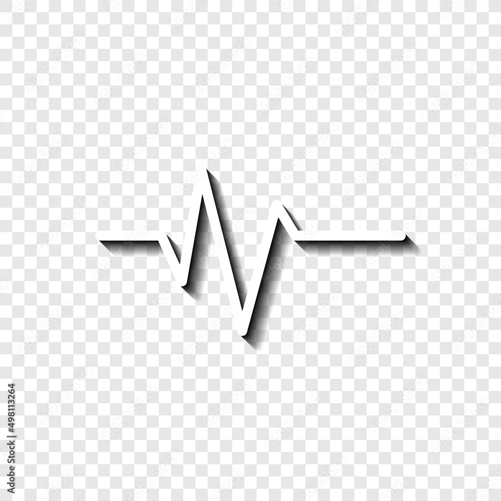 Poster heartbeat vector simple icon. flat desing. white with shadow on transparent grid.ai