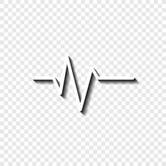 Heartbeat vector simple icon. Flat desing. White with shadow on transparent grid.ai