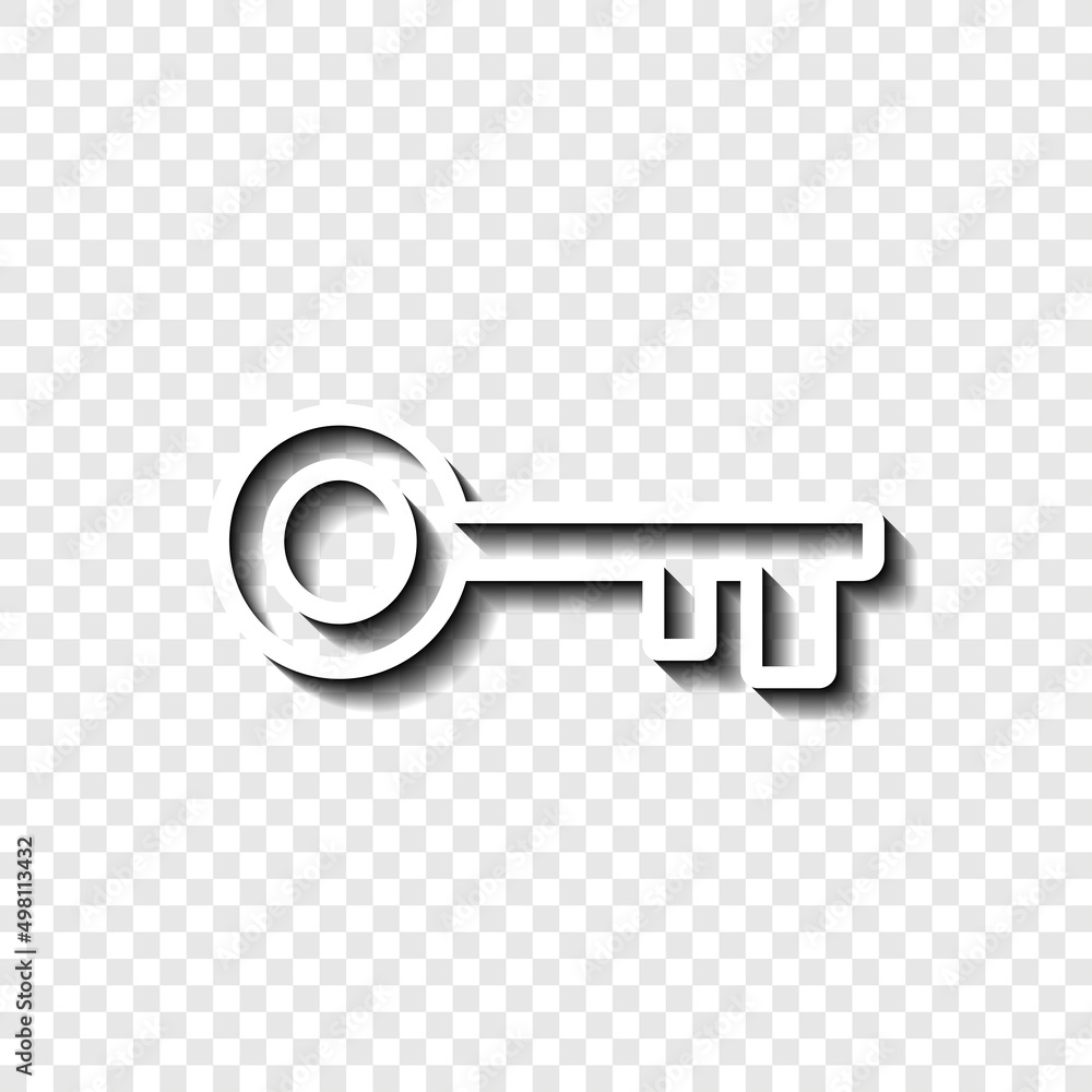 Poster key simple icon vector. flat desing. white with shadow on transparent grid.ai