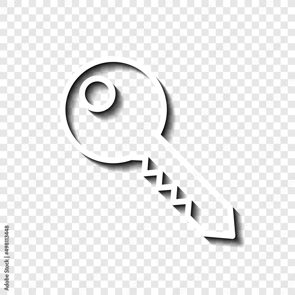 Poster key simple icon, vector. flat desing. white with shadow on transparent grid.ai