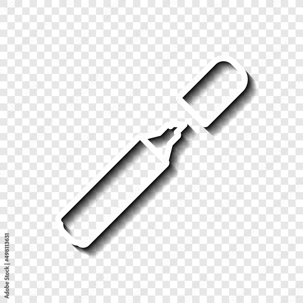 Poster marker, highlighter simple icon. flat desing. white with shadow on transparent grid.ai