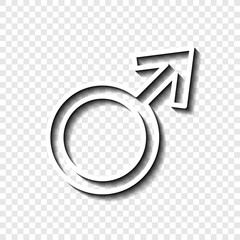 Male simple icon vector. Flat desing. White with shadow on transparent grid.ai