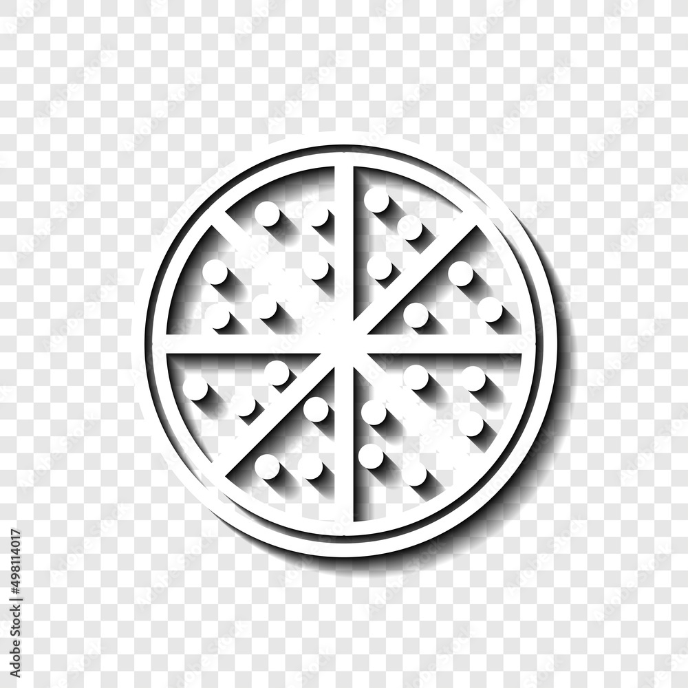 Poster pizza simple icon vector. flat desing. white with shadow on transparent grid.ai