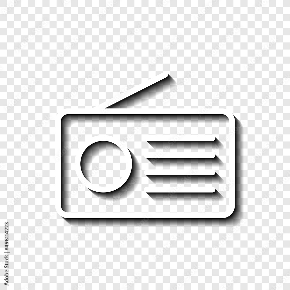 Aufkleber radio simple icon vector. flat desing. white with shadow on transparent grid.ai