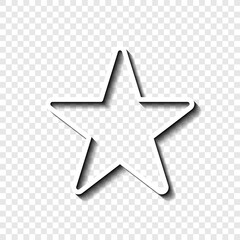 Obraz premium Star simple icon vector. Flat desing. White with shadow on transparent grid.ai