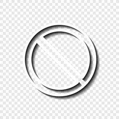 Stop vector simple icon. Flat desing. White with shadow on transparent grid.ai