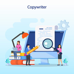 Copywriter web banner or landing page set. Idea of writing texts Flat  vector 