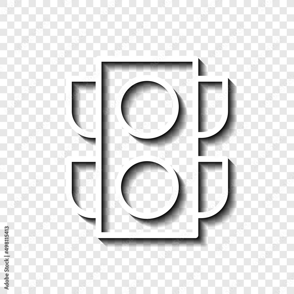 Poster traffic light simple icon. flat desing. white with shadow on transparent grid.ai