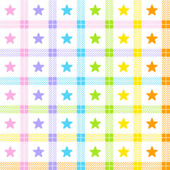 Pastel Rainbow Cute Star Space Shine Sparkle Sky Geometry Scott Checkered Plaid Tartan Gingham Pattern Square Background Vector Cartoon Illustration Tablecloth, Picnic mat wrap paper, Mat, Fabric