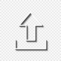 Upload simple icon, vector. Flat desing. White with shadow on transparent grid.ai