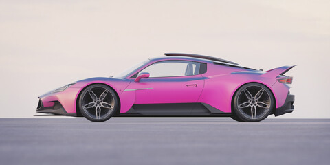 Obraz na płótnie Canvas 3D rendering of a brand-less generic concept car 