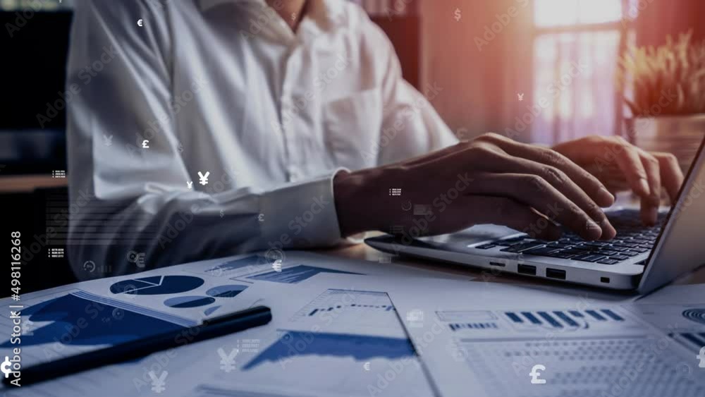 Poster conceptual business dashboard for financial data analysis . 3d render computer graphic .