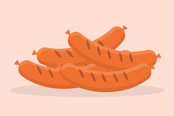 grilled sausages delicious bavarian a lot lie background vector object