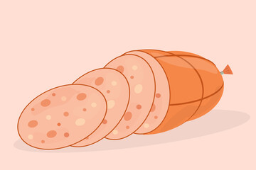 boiled sausage with pieces of ham cut into slices © dyachenkopro