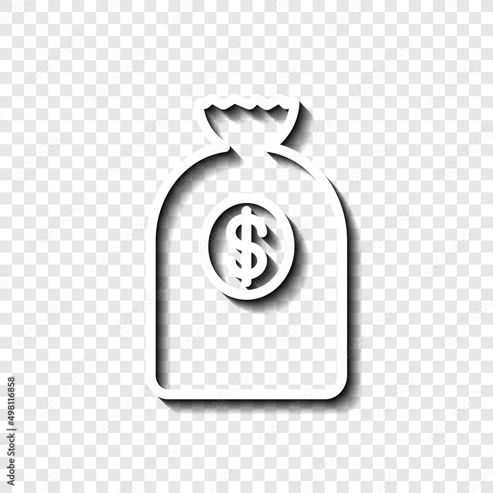 Poster bank bag simple icon vector. flat desing. white with shadow on transparent grid.ai
