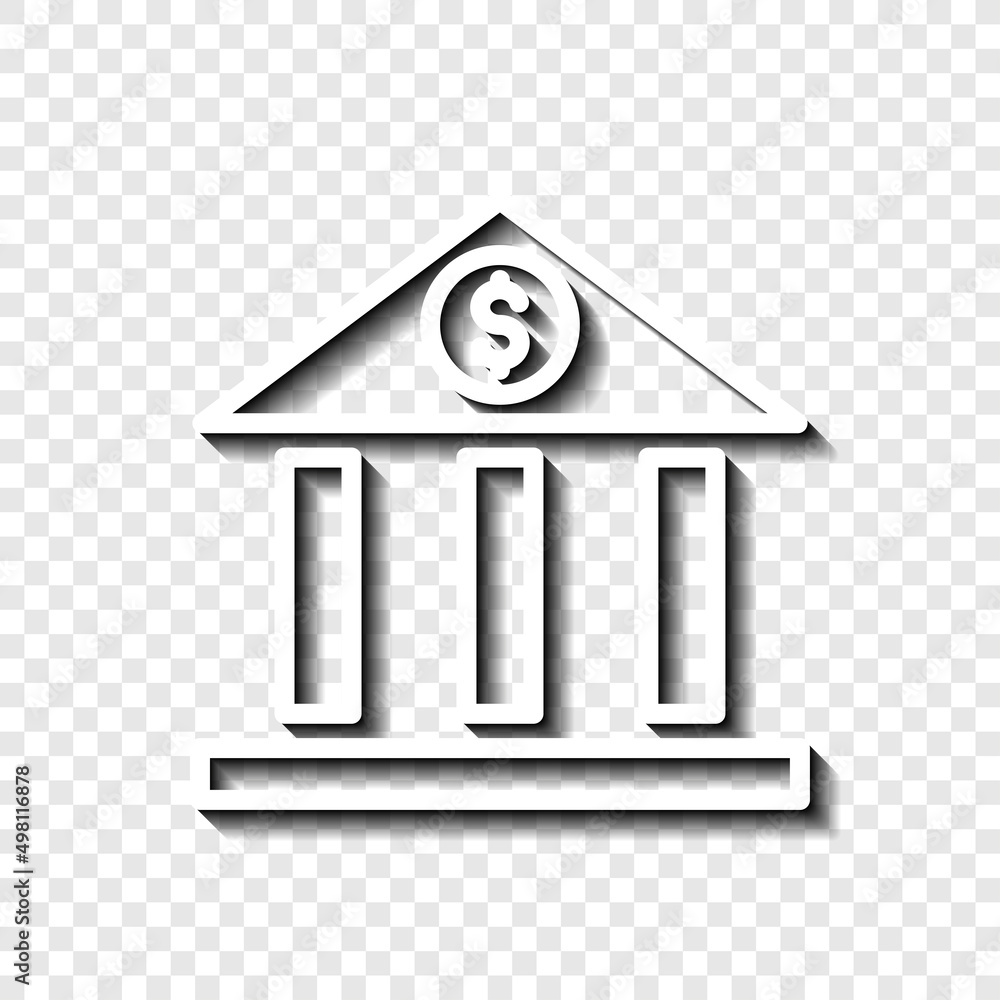 Poster bank simple icon vector. flat desing. white with shadow on transparent grid.ai