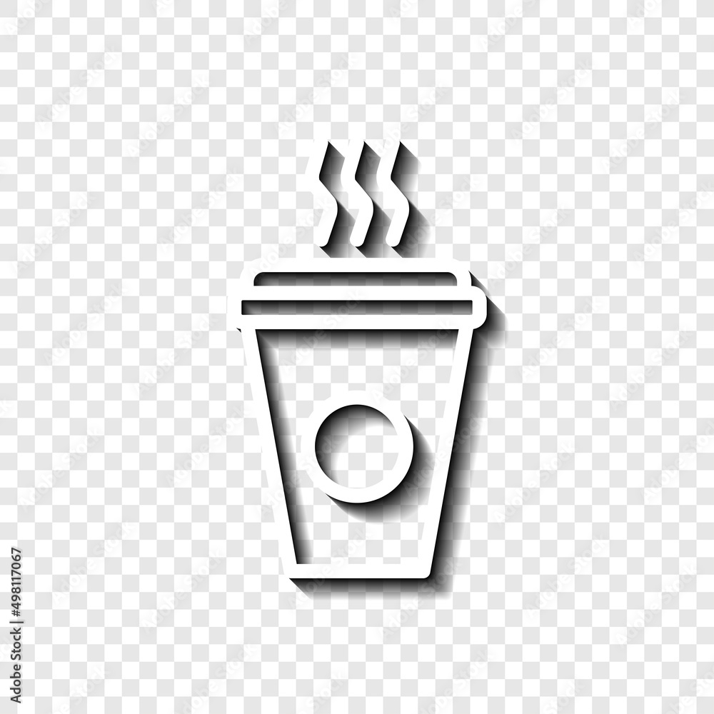 Poster coffee cup simple icon vector. flat desing. white with shadow on transparent grid.ai