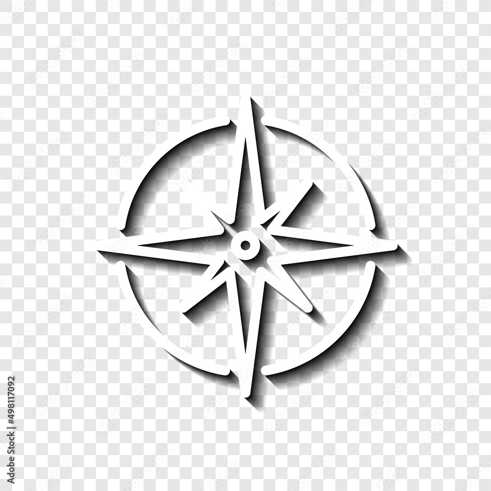 Poster compass simple icon vector. flat desing. white with shadow on transparent grid.ai