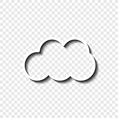 Cloud simple icon vector. Flat desing. White with shadow on transparent grid.ai