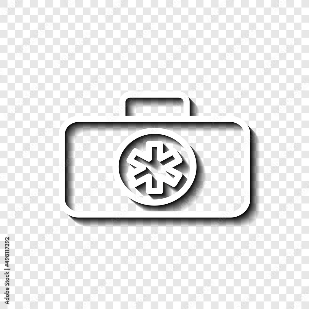 Poster first aid kit simple icon vector. flat desing. white with shadow on transparent grid.ai