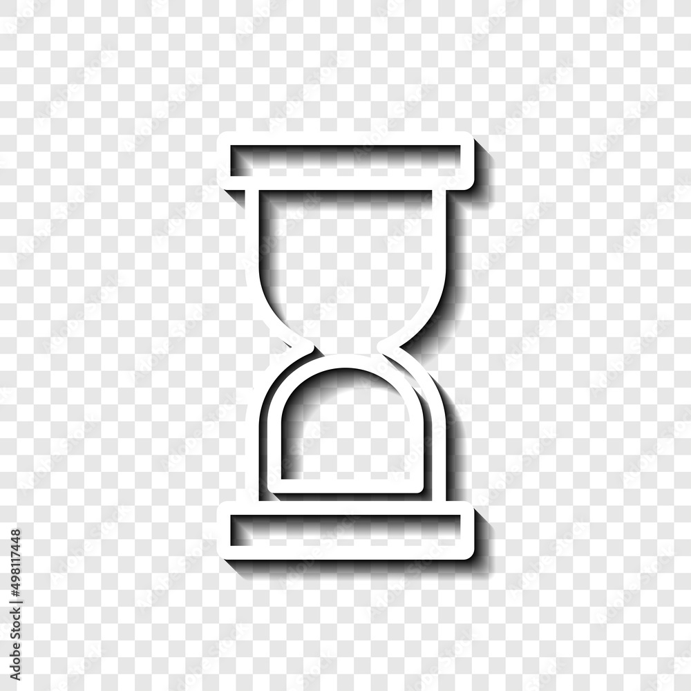 Poster hourglass simple icon vector. flat desing. white with shadow on transparent grid.ai