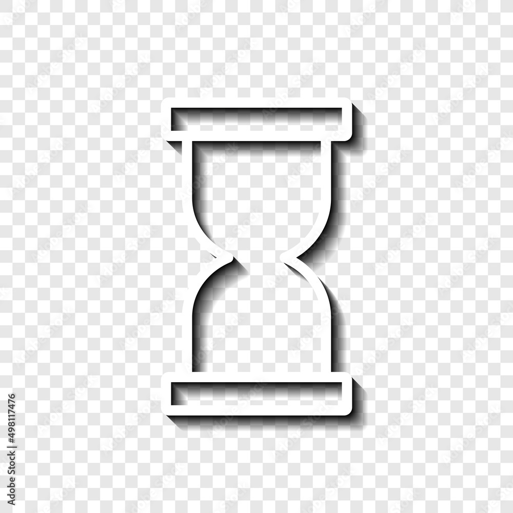 Poster hourglass simple icon. flat desing. white with shadow on transparent grid.ai