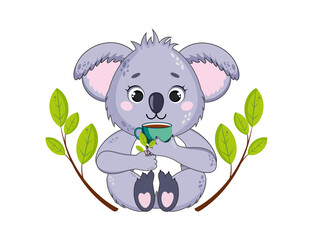 Koala is a cute, friendly animal. 
Vector illustration.