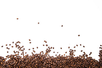 Obraz premium offee beans border isolated on white background