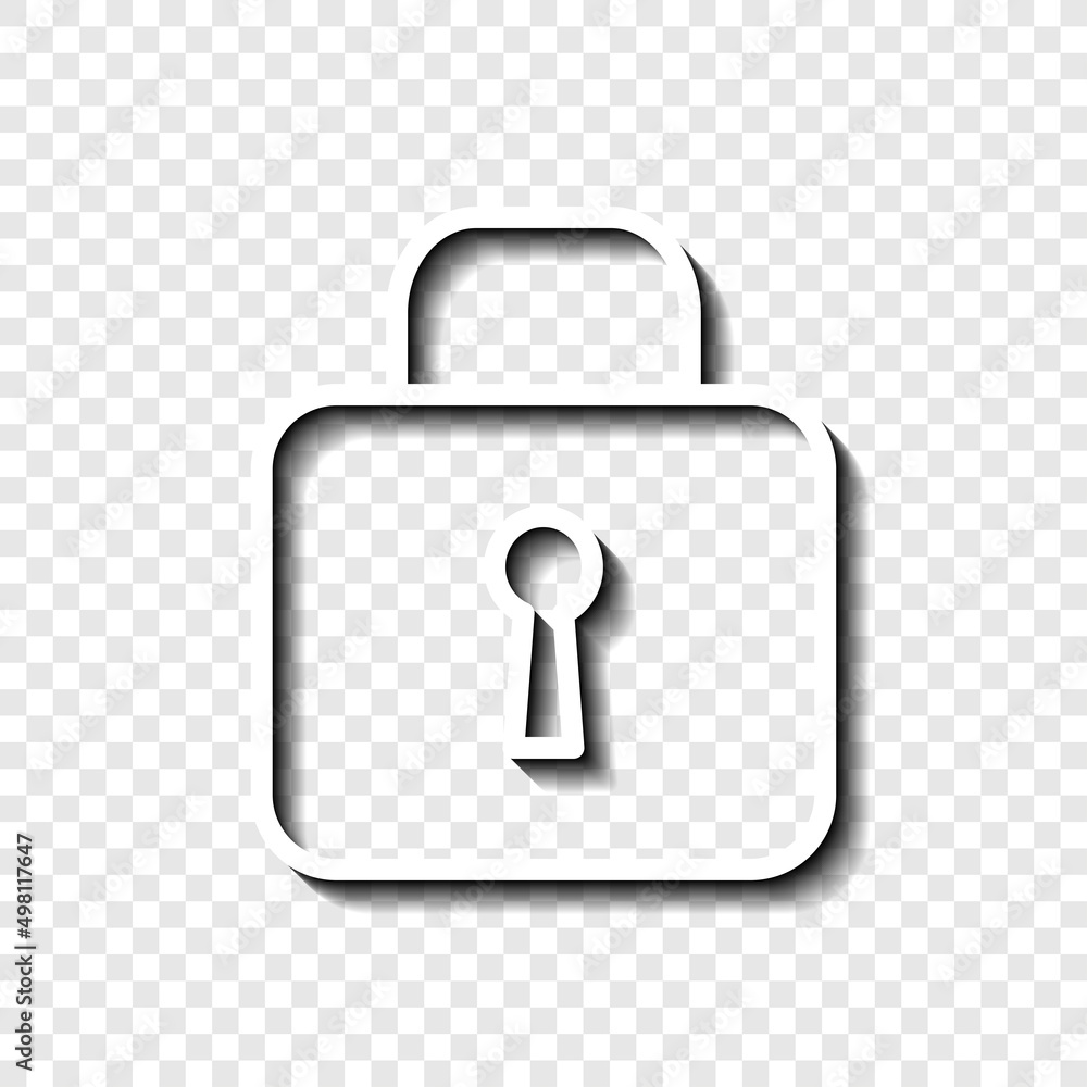Poster lock simple icon vector. flat desing. white with shadow on transparent grid.ai