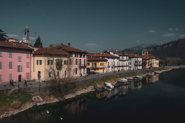 Naklejka na ściany i meble view of the river town of Brivio