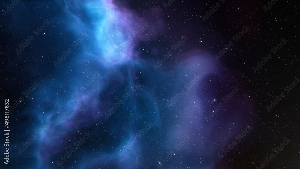 Wall mural deep space nebula with stars. bright and vibrant multicolor starfield infinite space outer space bac