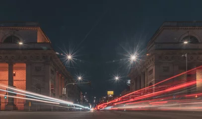 Deurstickers traffic in the city at night © Alexandra