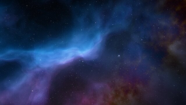 Deep space nebula with stars. Bright and vibrant Multicolor Starfield Infinite space outer space background with nebulas and stars. Star clusters, nebula outer space background 3d render © ANDREI