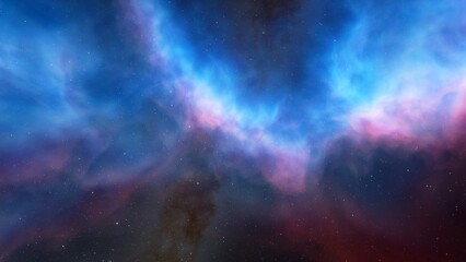 Deep space nebula with stars. Bright and vibrant Multicolor Starfield Infinite space outer space background with nebulas and stars. Star clusters, nebula outer space background 3d render  
