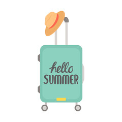Hello summer baggage and travel elements vector