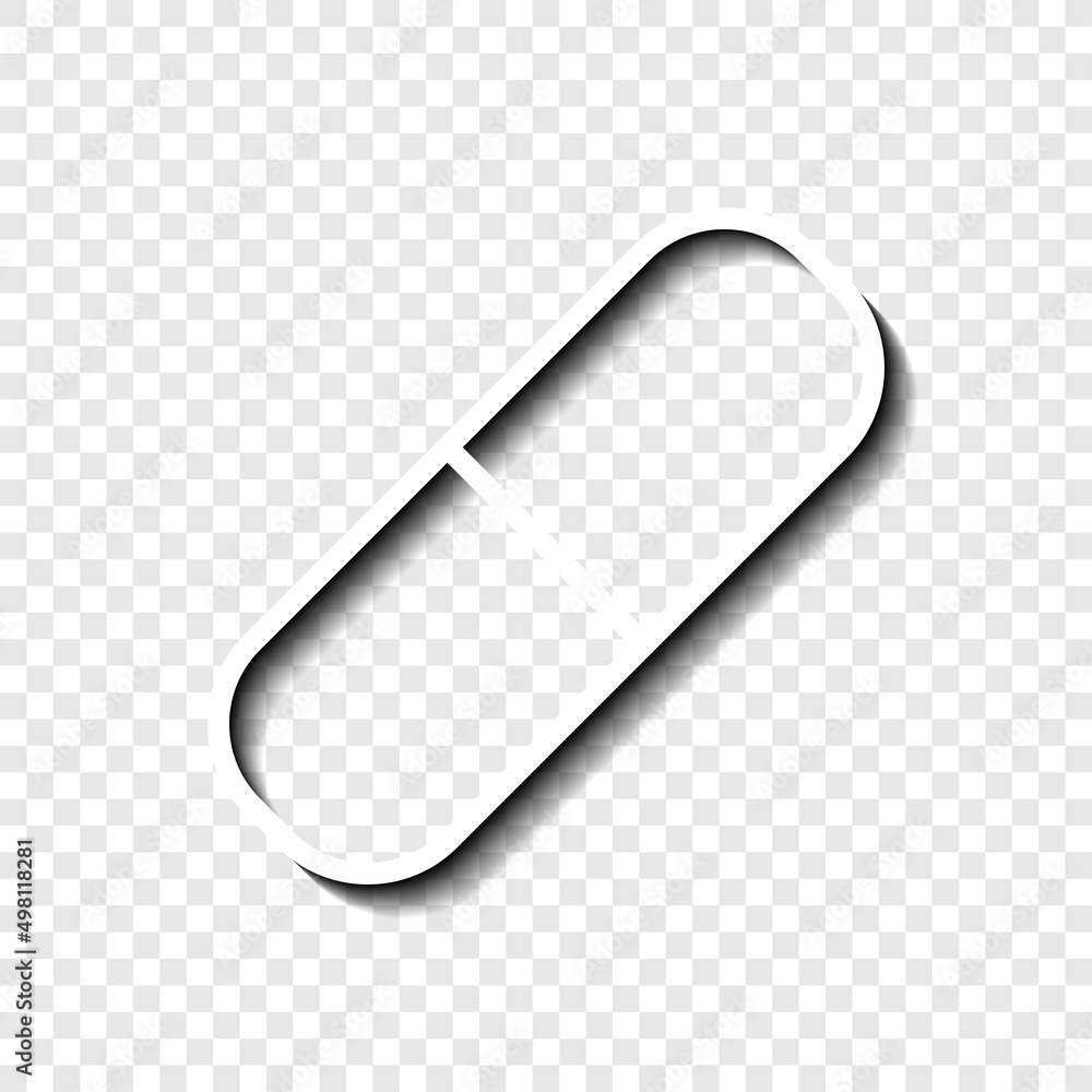 Poster pill simple icon vector. flat desing. white with shadow on transparent grid.ai