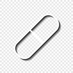 Pill simple icon vector. Flat desing. White with shadow on transparent grid.ai