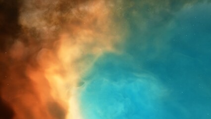 nebula gas cloud in deep outer space, science fiction illustrarion, colorful space background with stars 3d render