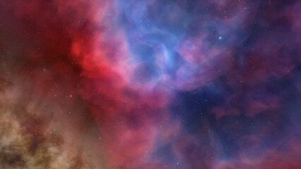 Plakat nebula gas cloud in deep outer space, science fiction illustrarion, colorful space background with stars 3d render