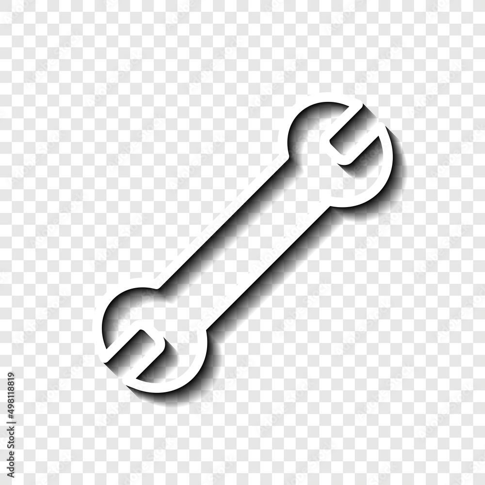 Aufkleber wrench simple icon vector. flat desing. white with shadow on transparent grid.ai