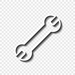 Wrench simple icon vector. Flat desing. White with shadow on transparent grid.ai