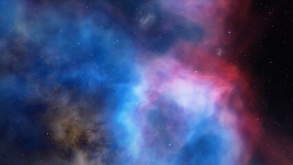 Space background with realistic nebula and shining stars. Colorful cosmos with stardust and milky way. Magic color galaxy. Infinite universe and starry night