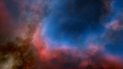 Space background with realistic nebula and shining stars. Colorful cosmos with stardust and milky way. Magic color galaxy. Infinite universe and starry night. 3d Render