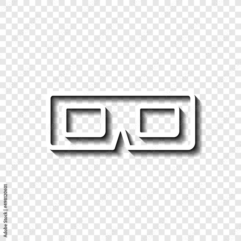 Poster 3d glasses simple icon. flat desing. white with shadow on transparent grid.ai