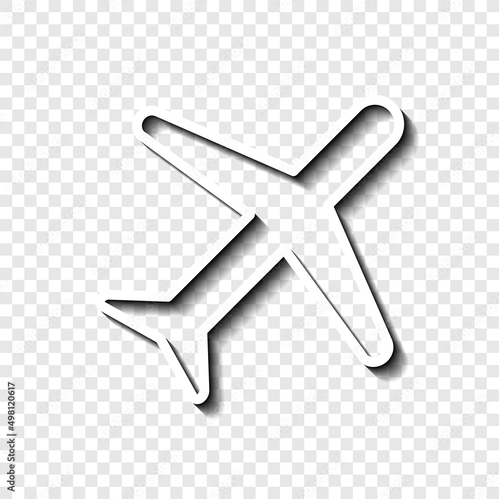 Poster aircraft simple icon vector. flat desing. white with shadow on transparent grid.ai